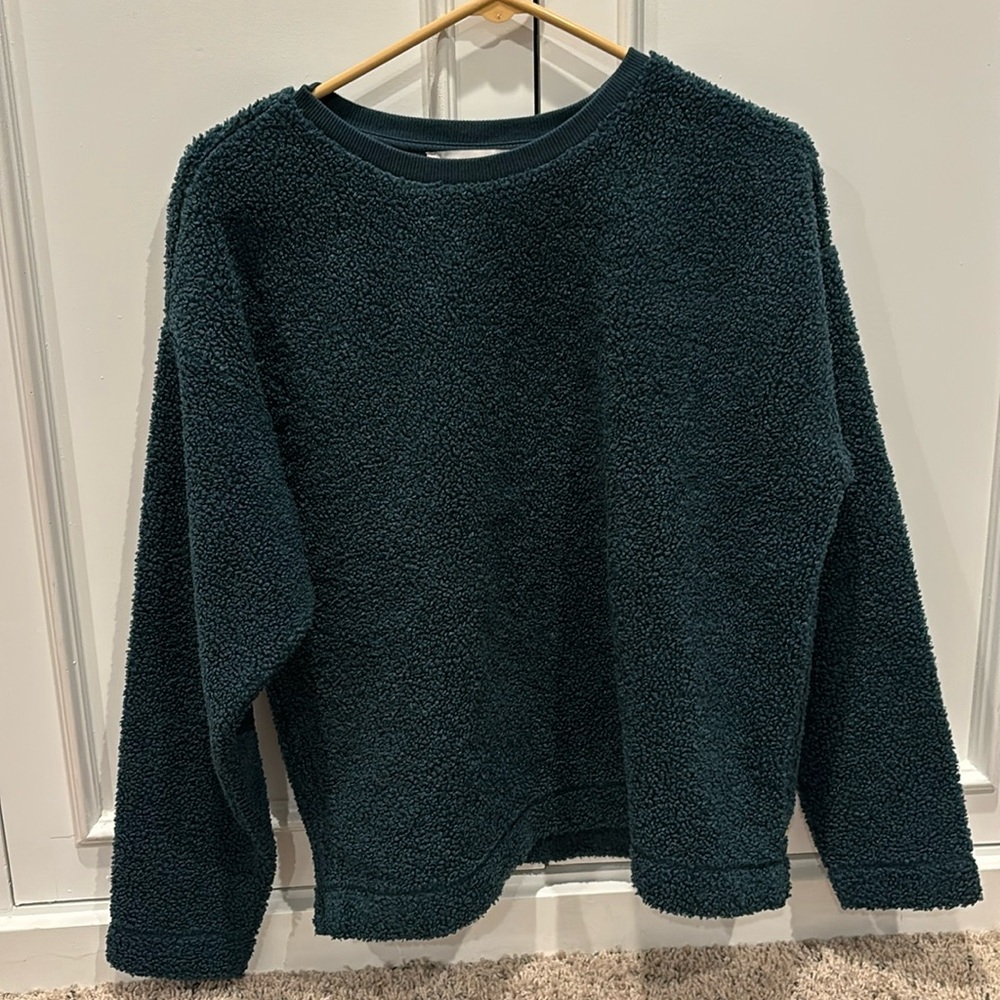 LOFT. Forest Green Textured Crew Neck. M